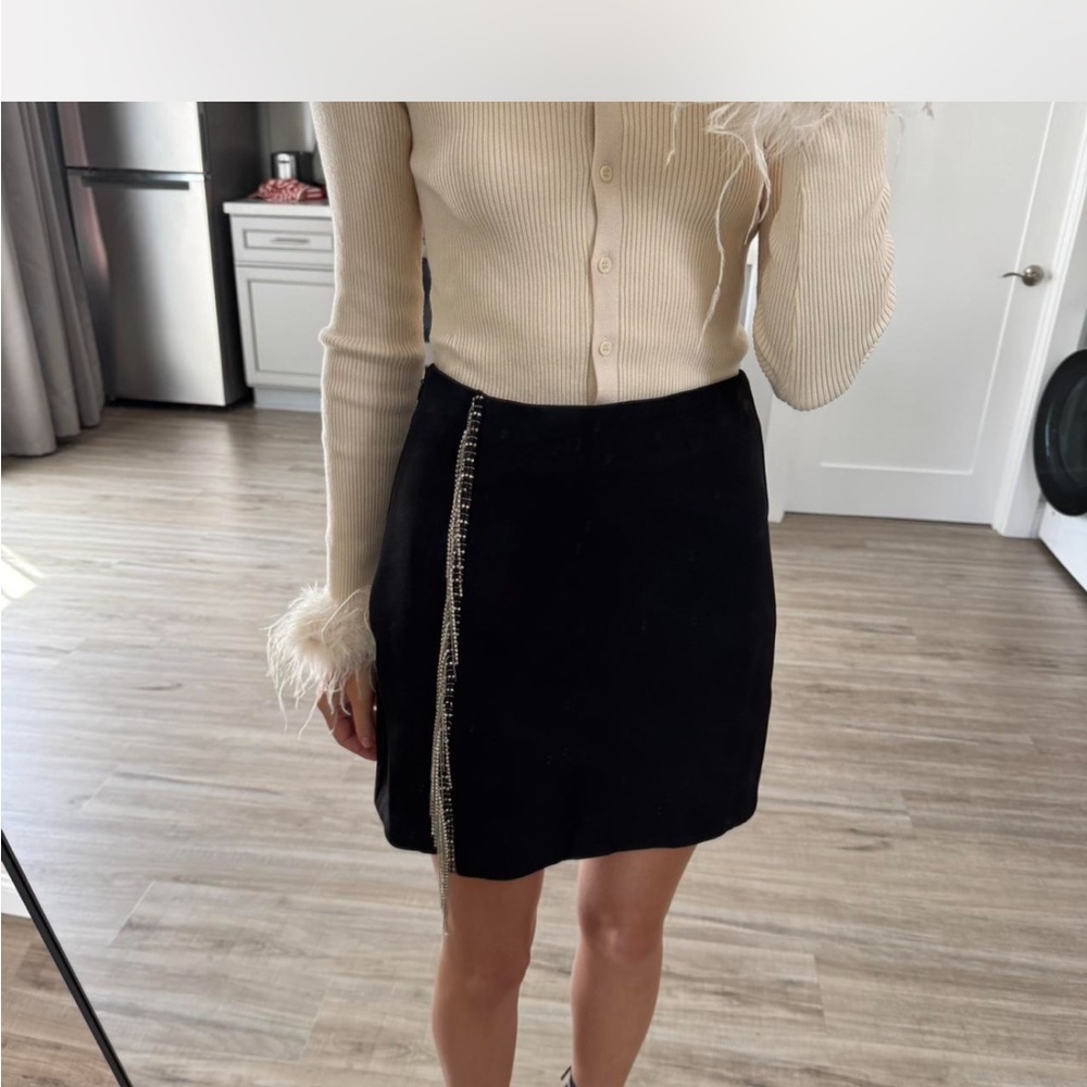 Elegant Black Skirt with Embellished Trim
